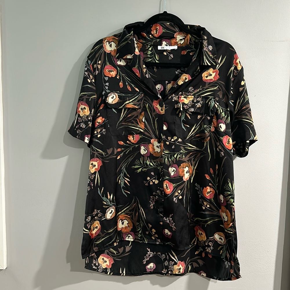 Summer satin button up shirt